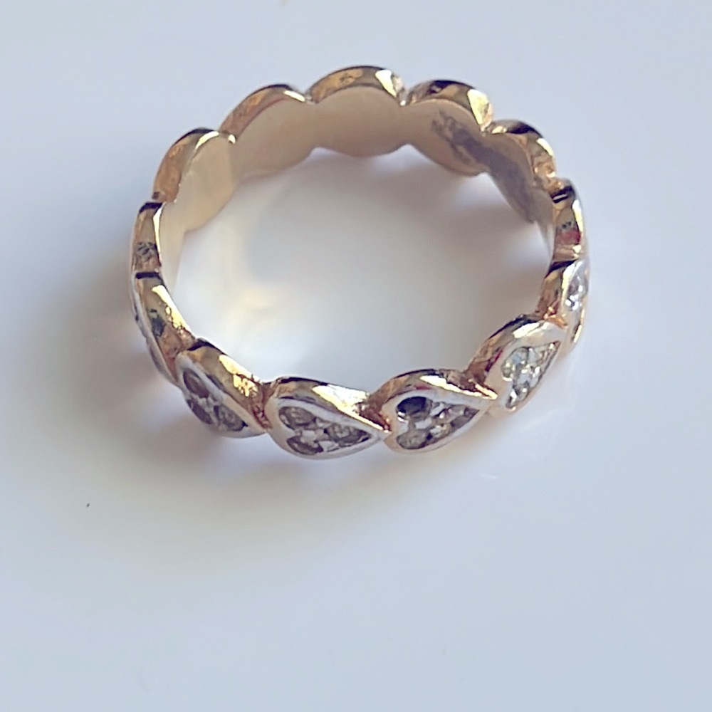 Vintage heart ring with faux diamonds - Picture 4 of 6